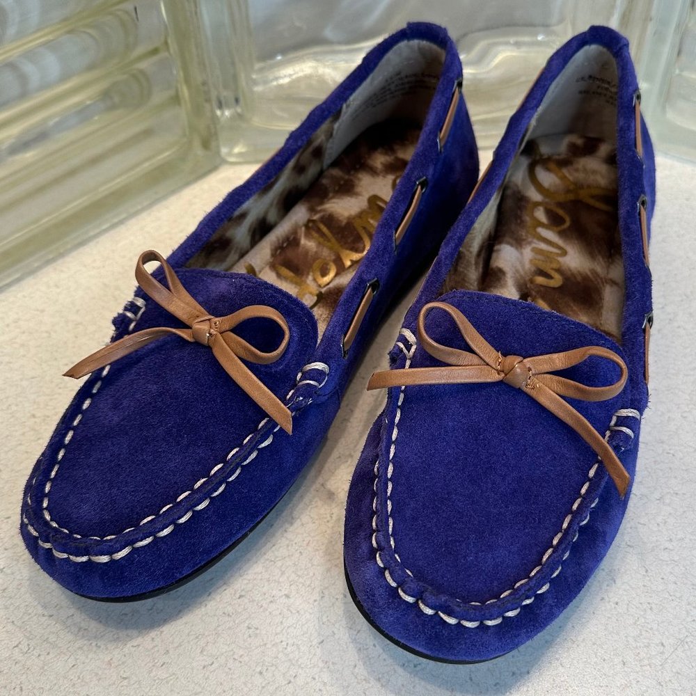 Sam Edelman Fletcher Loafer Moccasin Suede Leather Cobalt Blue Women’s Size 6.5